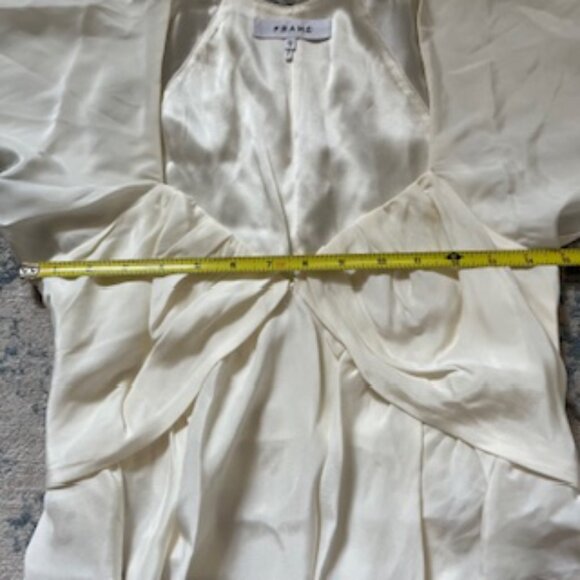 🧡3/15 FRAME Cream/Ivory Short Flutter Sleeve Silk Blouse Top Women's XS/TP - Picture 9 of 10